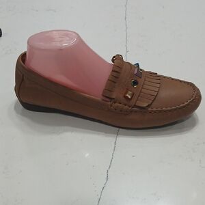 Vaneli Tan Loafers with Tassel Detail